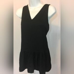 Black Sleeveless Peplum Satiny Top